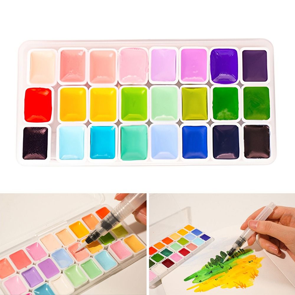 Watercolor Paint Set Solid Pigment - 24색 수채화 물감 세트 각 색상