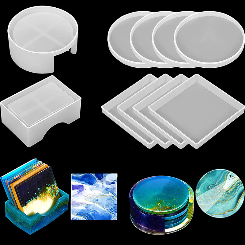 Silicone Epoxy Resin Molds Set - 5개/세트 DIY 에폭시 레진 컵 코스터