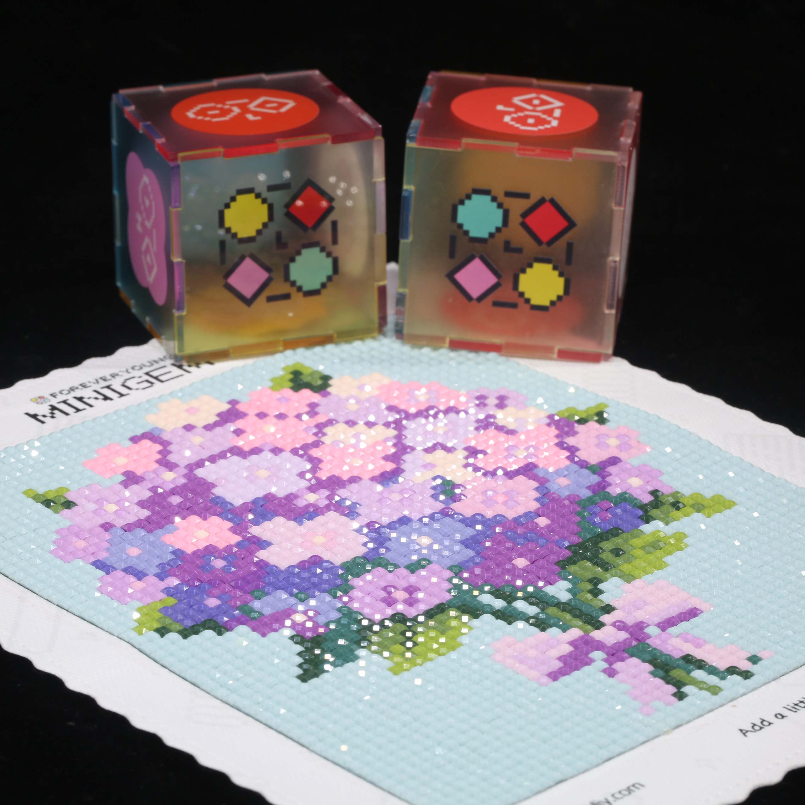 5D Diamond Painting Kit Full Drill - 미니젬 ® 보라색 수국 5D 다이아몬드