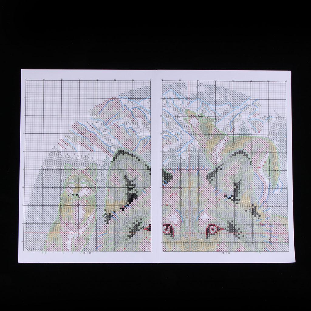 Cross Stitch Stamped Kits Beginners - 스탬프 자수 키트 면 울프 패턴