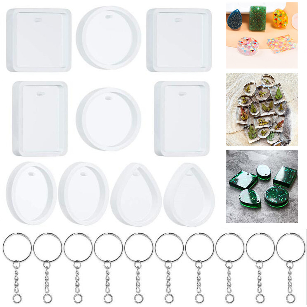 Silicone Epoxy Resin Molds Set - DIY 키 체인 펜던트 주조 실리콘