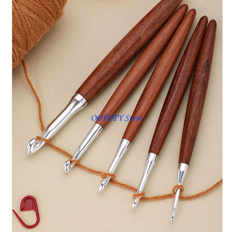 Wooden Crochet Hooks Ergonomic Handle - 367A 8Pcs 인체 공학적 나무 그립