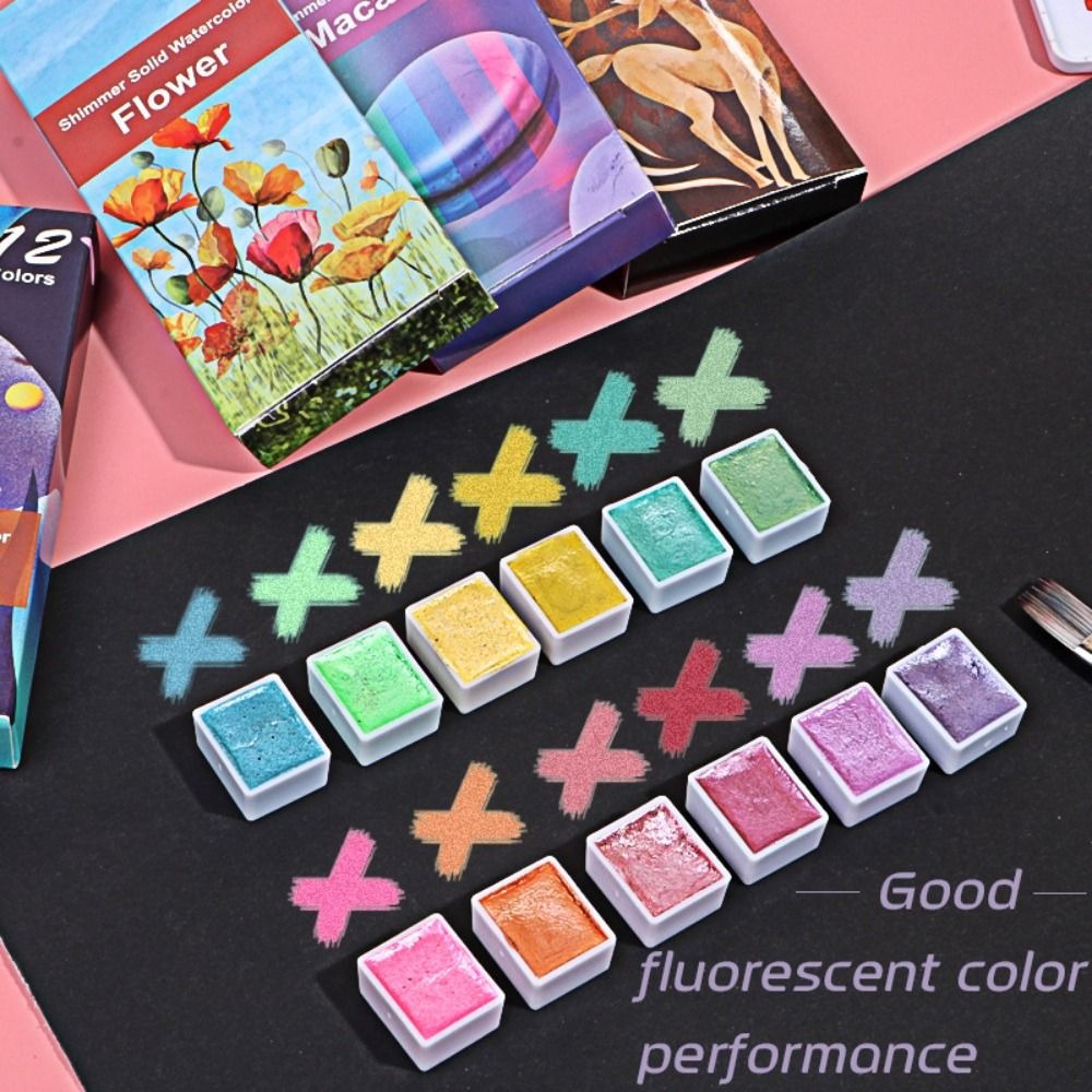 Watercolor Paint Set Solid Pigment - 휴대용 단색 수채화 물감 세트 6/12