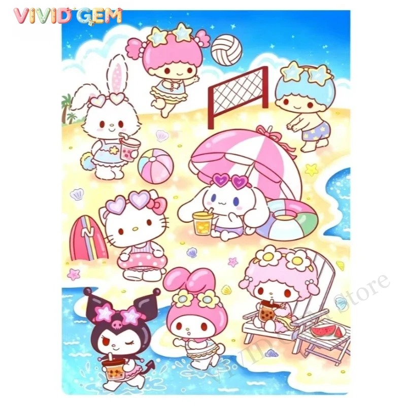 5D Diamond Painting Kit Full Drill - VIVID GEM 산리오 5D DIY 다이아몬드