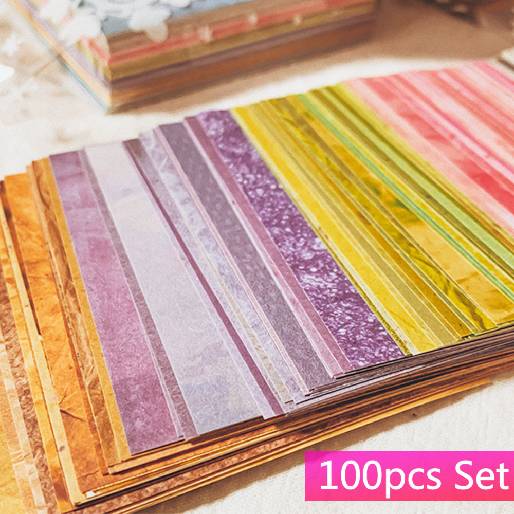 Vintage Junk Journal Scrapbooking Paper - 100 Pcs 다채로운 질감 배경 공예