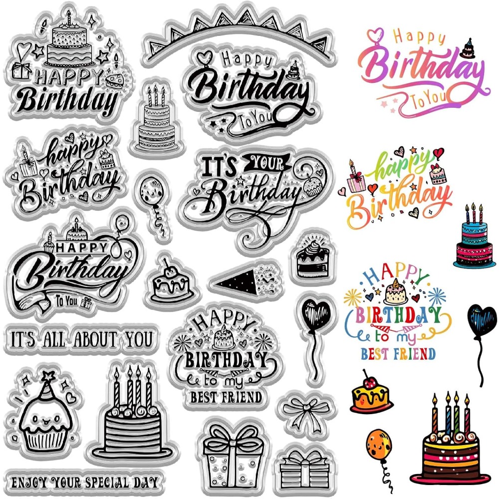 Clear Silicone Stamps For Card Making - 생일 축하 카드 만들기 용 클리어