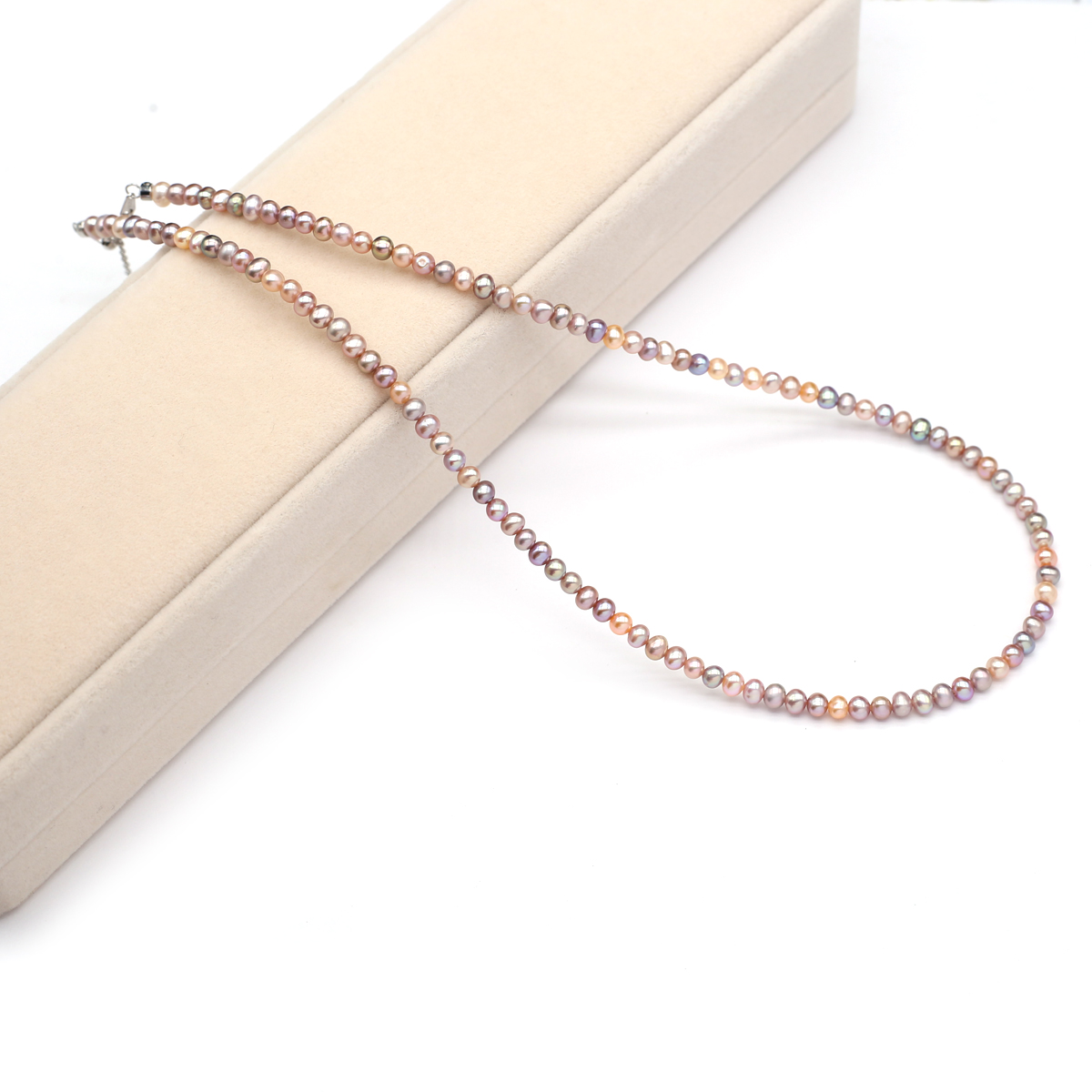 Beading - 진짜 천연 담수 진주 목걸이 3-4mm