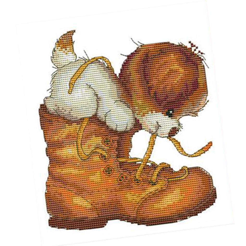 Cross Stitch Stamped Kits Beginners - 스탬프 자수 키트, 사전 인쇄된 동물