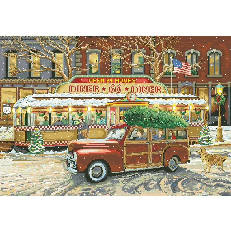 Cross Stitch Stamped Kits Beginners - [[CC5130-66 루트 크리스마스 레스토랑] 초보자용 DIY
