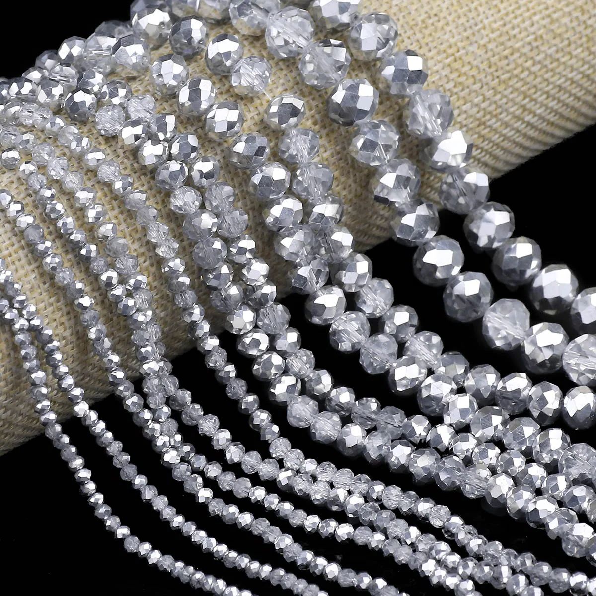 Glass Seed Beads 2Mm Jewelry Making - 하프 실버 컬러 투명 플랫 라운드