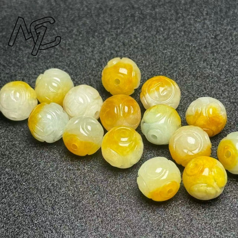 5pcs 천연 노란색 에메랄드 옥 원형 구슬 DIY 팔 - Beading 리뷰 및 가격