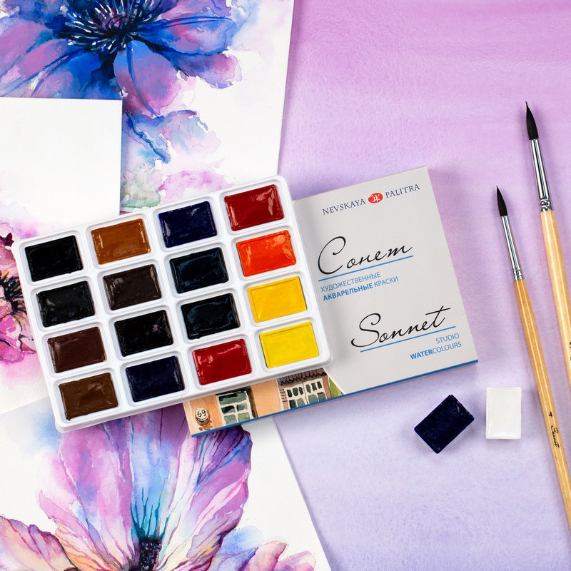 러시아 화이트 나이트즈 고체 수채화 물감 코넴 소네트  - Watercolor Paint Set Solid Pigment 리뷰 및 가격