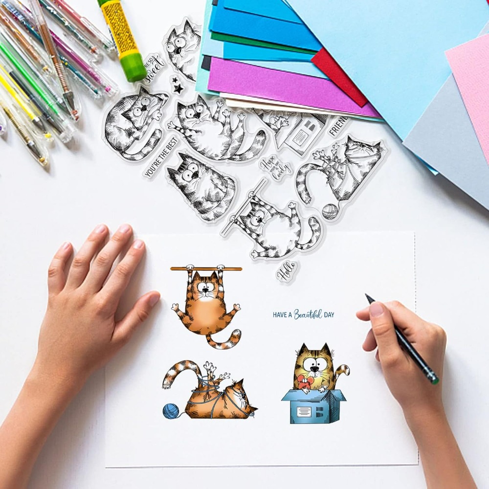 사랑스러운 고양이 투명 우표, 고무 투명 고무 도장 우 - Clear Silicone Stamps For Card Making 리뷰 및 가격