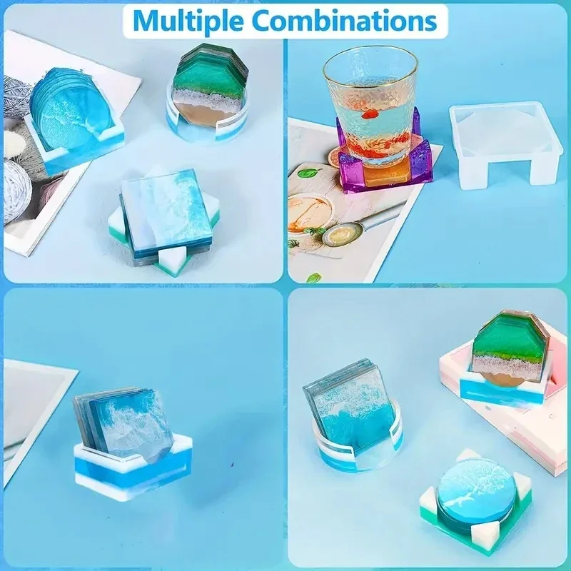 5개/세트 DIY 에폭시 레진 컵 코스터 제작용 실리콘 - Silicone Epoxy Resin Molds Set 리뷰 및 가격