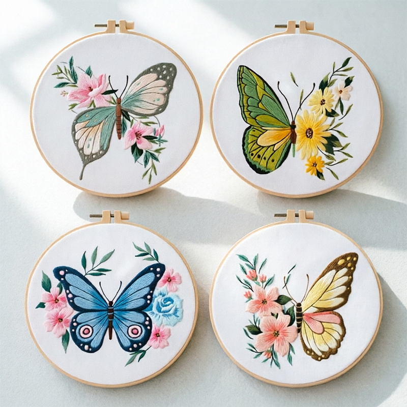 1개 20X20CM 7.87인치 자수 나비 키트, 초보 - Embroidery 리뷰 및 가격