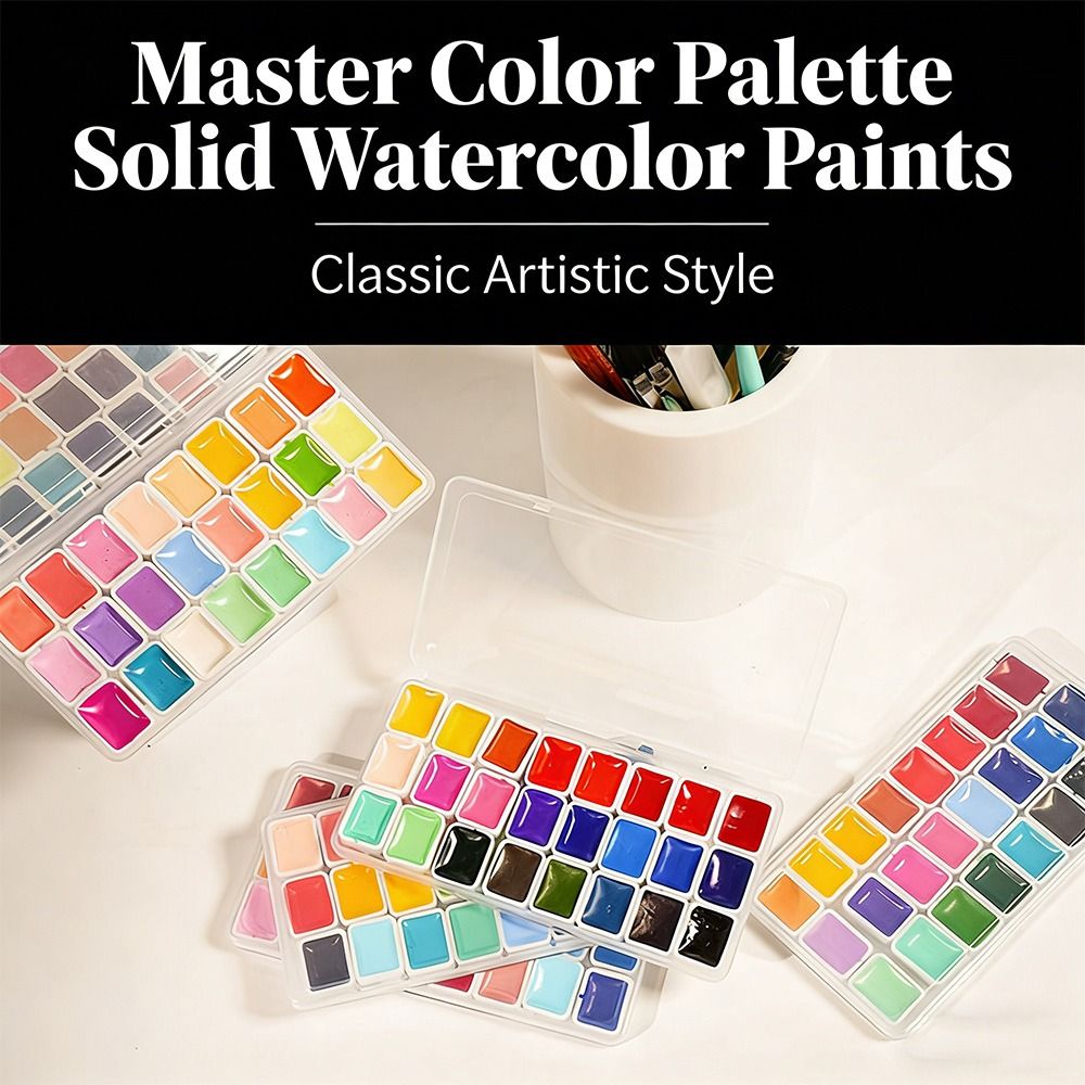 24색 수채화 물감 세트 플라스틱 1ml 각 색상 아쿠 - Watercolor Paint Set Solid Pigment 리뷰 및 가격