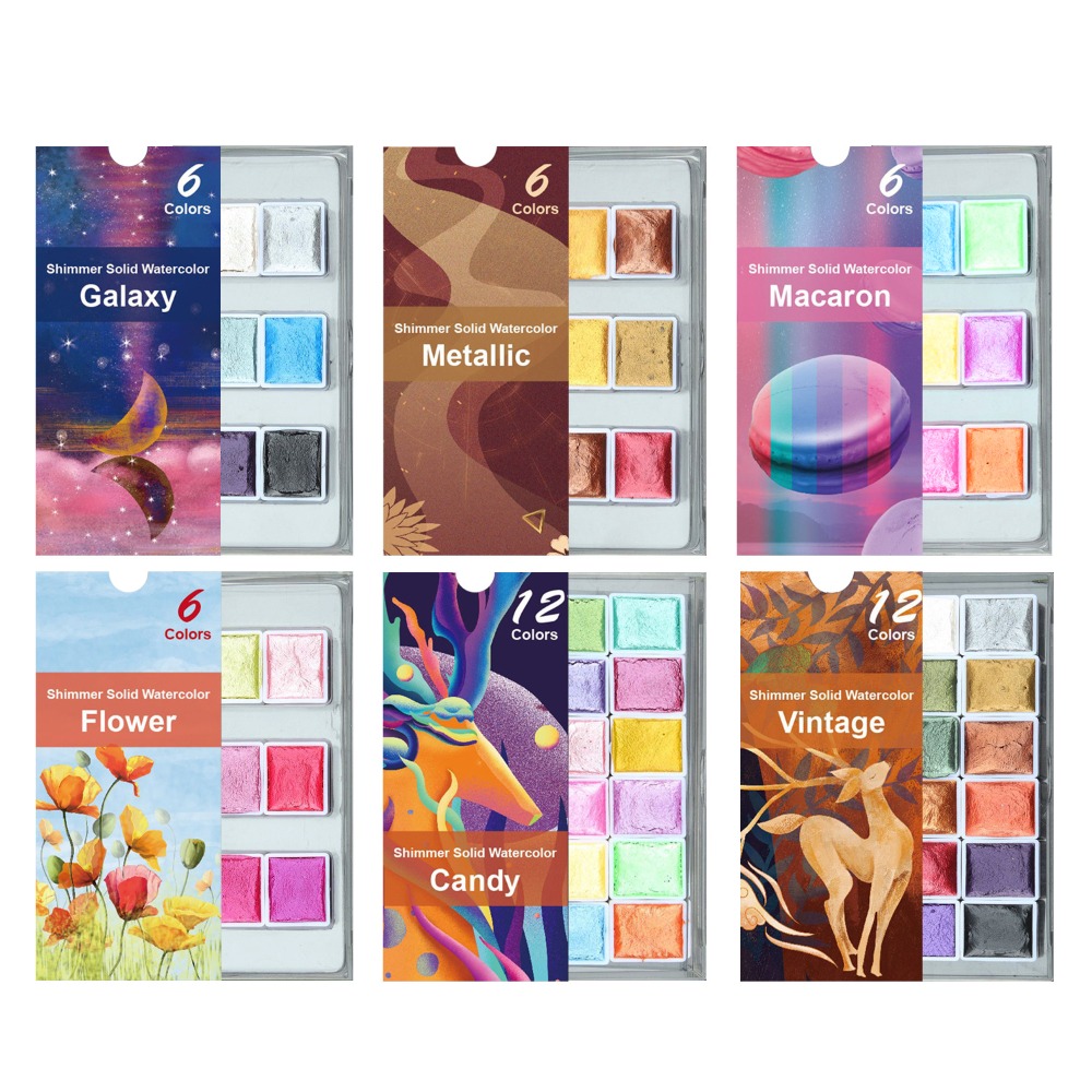 휴대용 단색 수채화 물감 세트 6/12 색상 플라스틱  - Watercolor Paint Set Solid Pigment 리뷰 및 가격