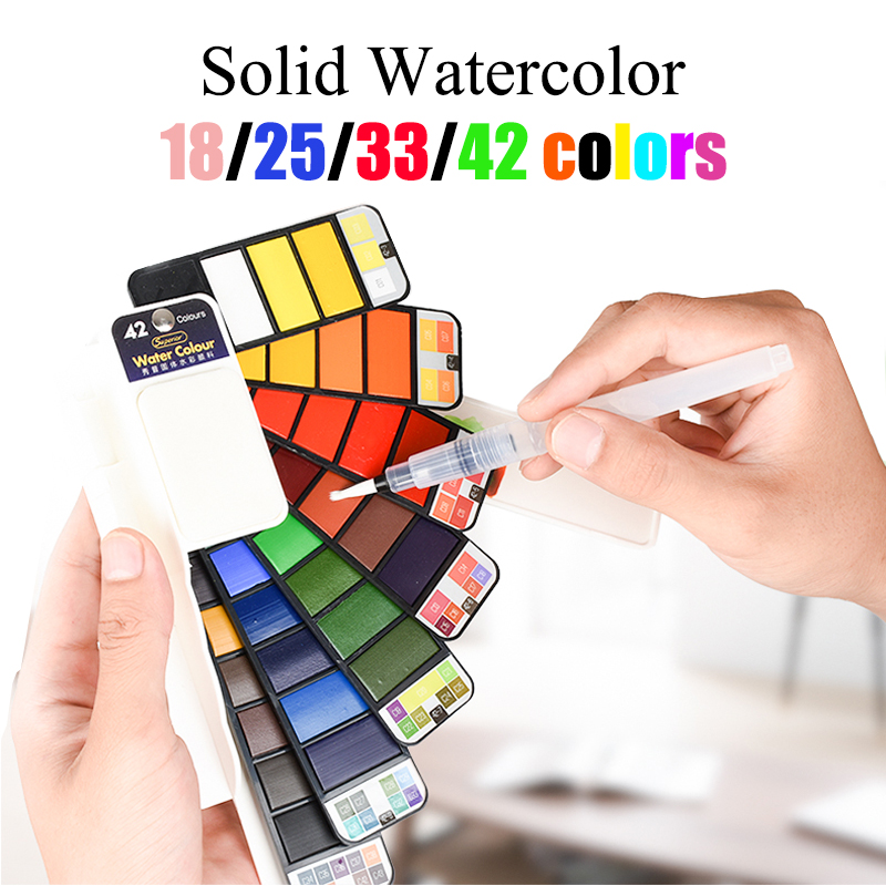 18/33/42 색 단색 수채화 세트 소용돌이 수채화  - Watercolor Paint Set Solid Pigment 리뷰 및 가격
