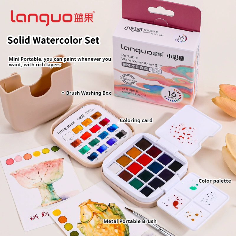 LANGUO 16색 수채화 물감 세트 여행용 휴대용 박 - Watercolor Paint Set Solid Pigment 리뷰 및 가격