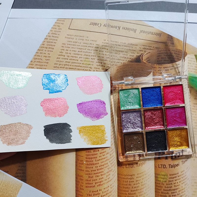 9색 손톱 단색 물감 오로라 진주 손톱 예술 수채 금속 - Watercolor Paint Set Solid Pigment 리뷰 및 가격
