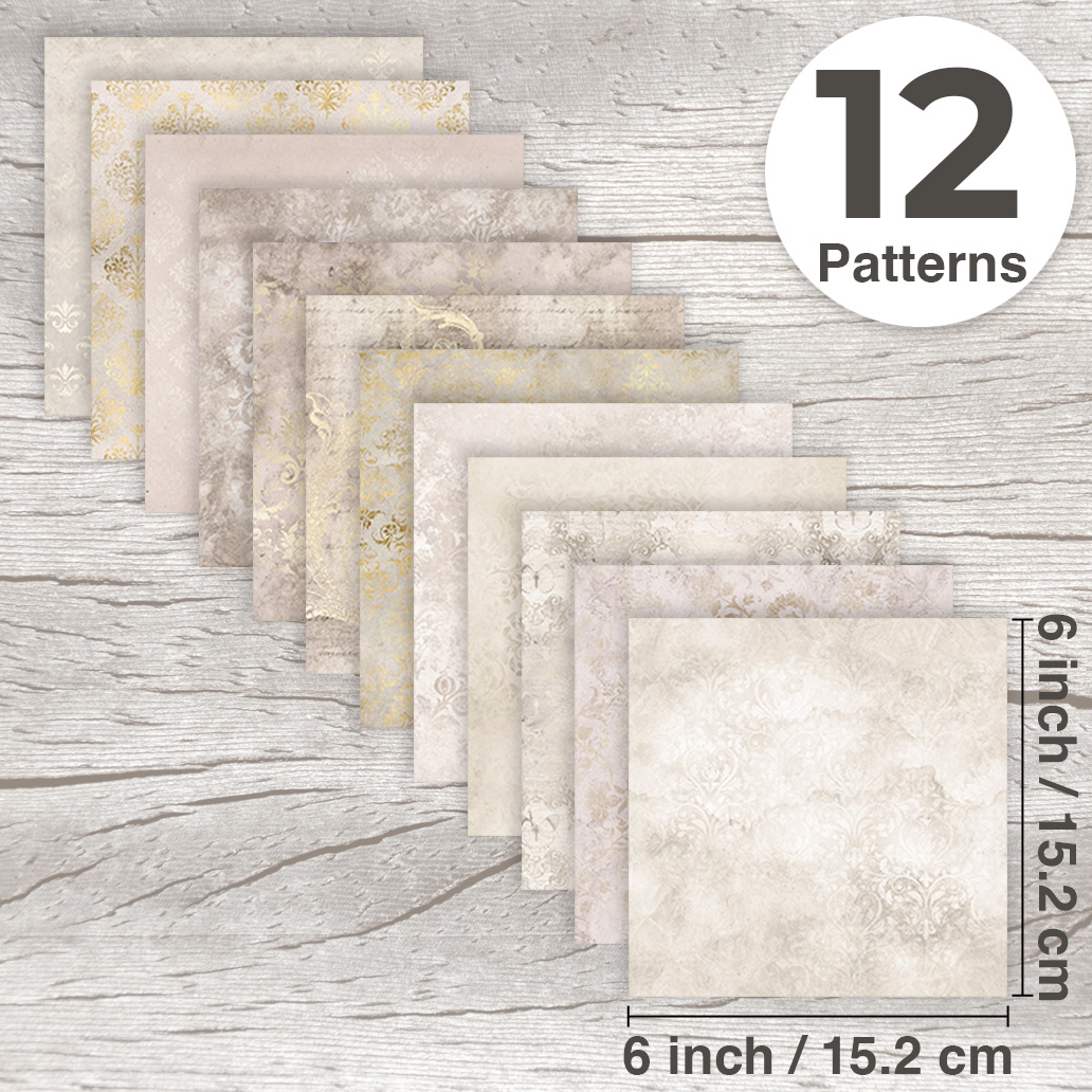 12/24/36장 6인치 빈티지 아이보리 다마스크 스크 - Vintage Junk Journal Scrapbooking Paper 리뷰 및 가격
