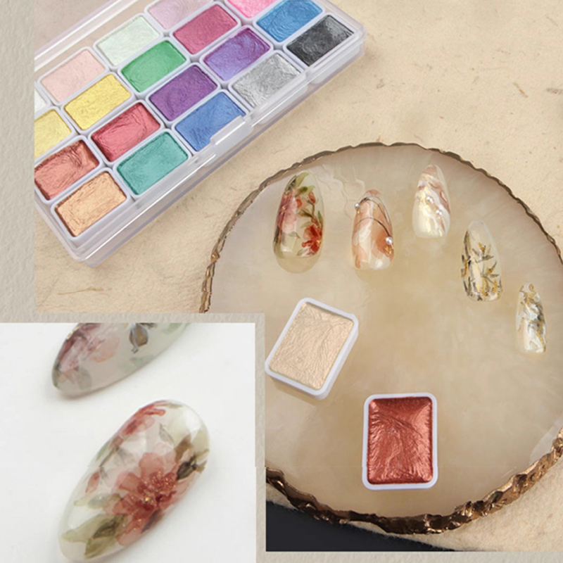 휴대용 56 색상 솔리드 안료 블루밍 펄 수채화 네일  - Watercolor Paint Set Solid Pigment 리뷰 및 가격