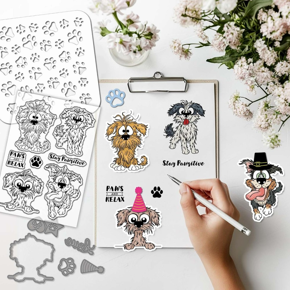 코믹 도그 클리어 실리콘 스탬프 메탈 만화 동물 커팅  - Clear Silicone Stamps For Card Making 리뷰 및 가격