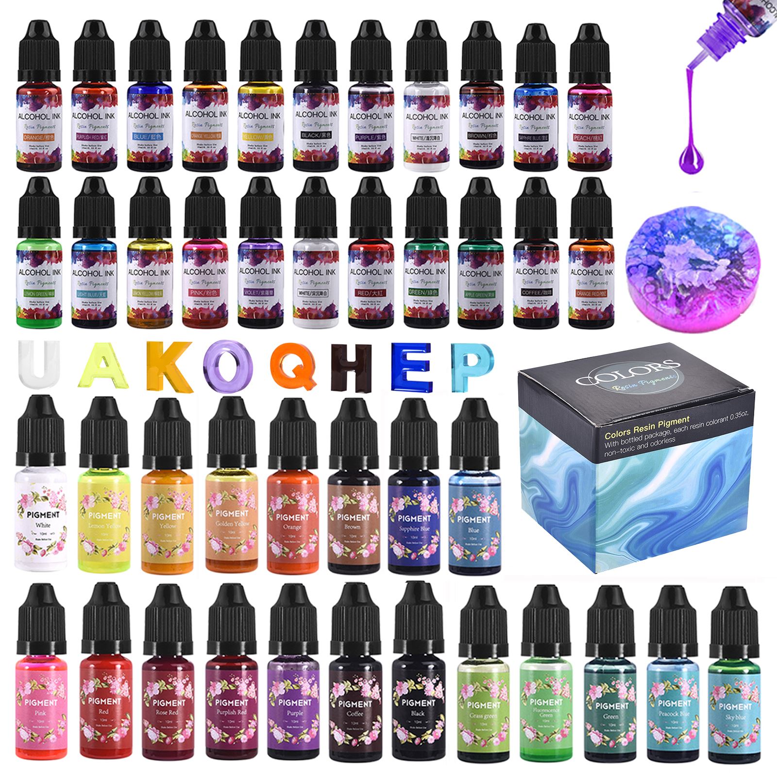 1 세트 수지 안료 키트 아트 잉크 알코올 액체 착색제 - Silicone Epoxy Resin Molds Set 리뷰 및 가격