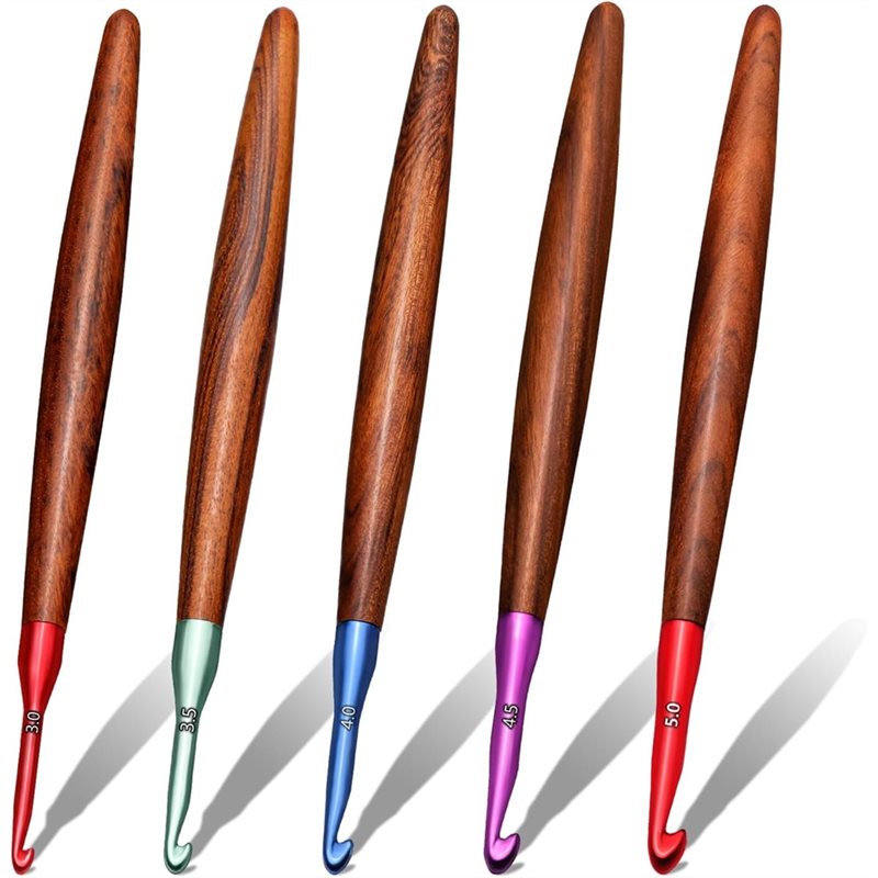 【LAST CHANCE】인체공학적 크로셰 후크 세트 5 - Wooden Crochet Hooks Ergonomic Handle 리뷰 및 가격