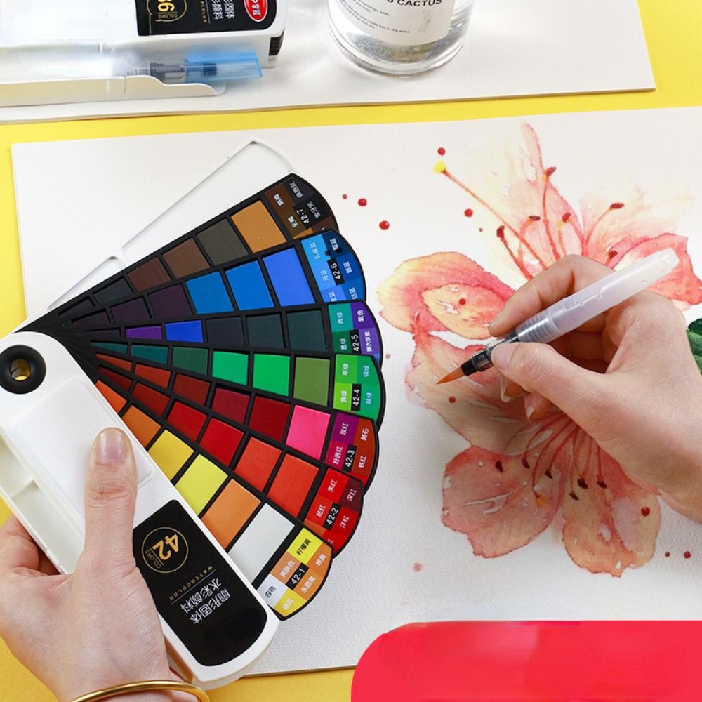 접이식 수채화 물감 세트 (워터 브러쉬 펜 포함) 18 - Watercolor Paint Set Solid Pigment 리뷰 및 가격